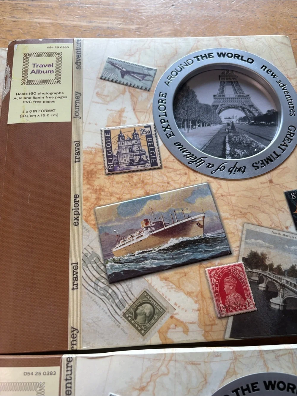 Travel-Themed Photo Albums Set of 4  in Beige and Brown